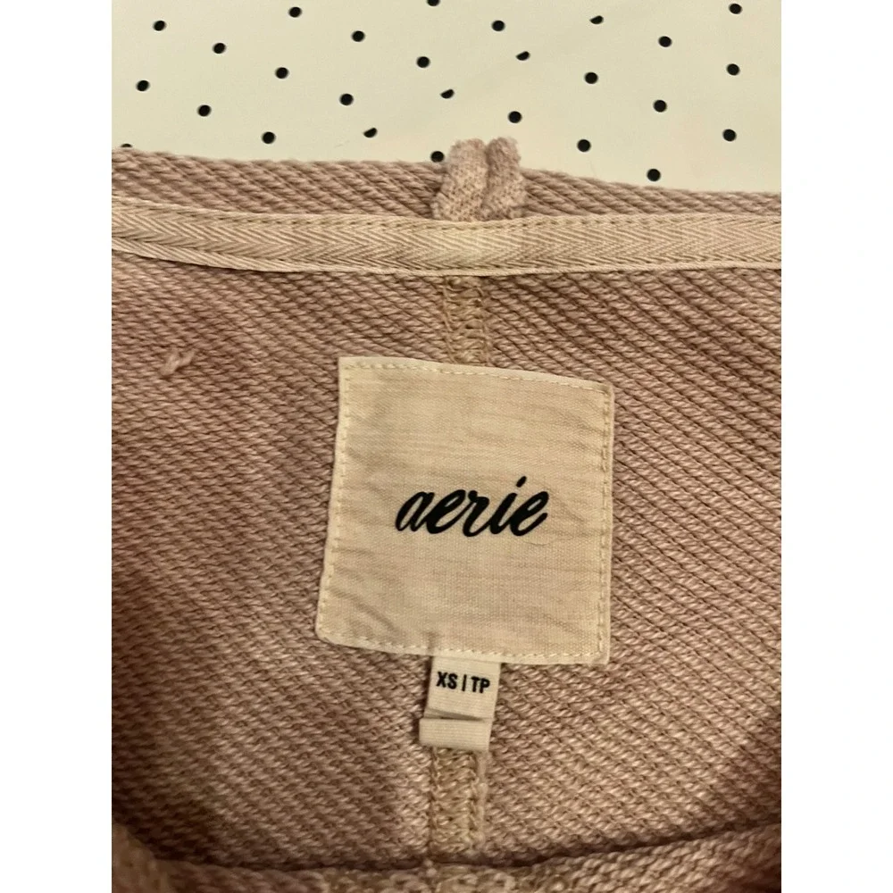 Aerie Sweatshirt Womens XS Dusty Pink Oversized Cropped Raw Seam Inside Out